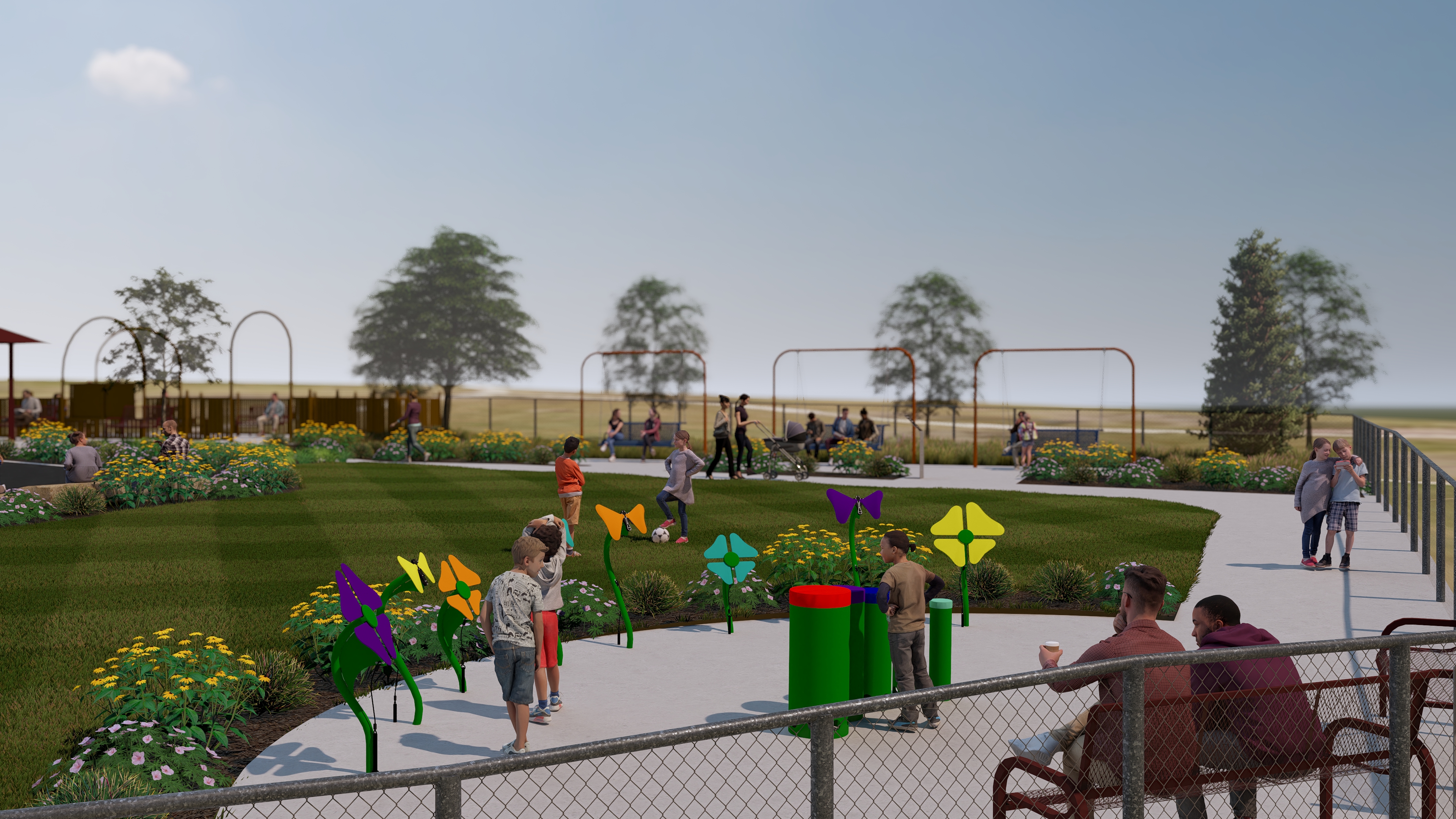 Music zone rendering at Mahoney Inclusive Playground