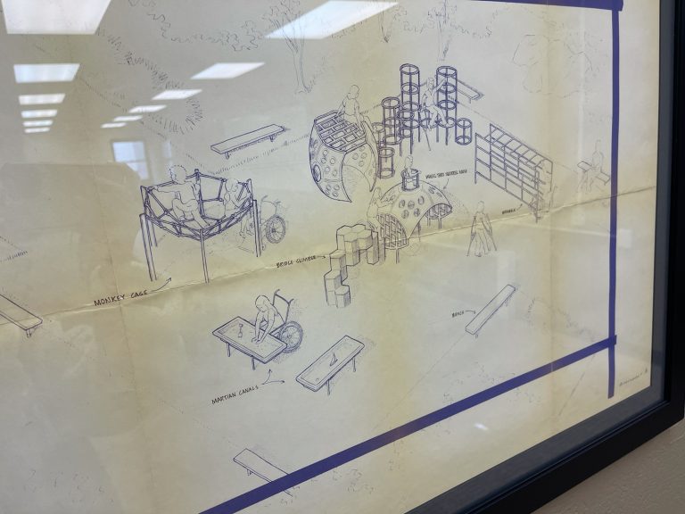 Historic playground document image shared in Marimor Legacy Park dedication post