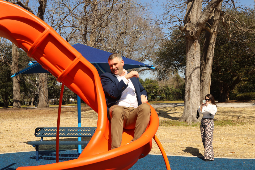 Slide area at Memorial Park Playground in Sumter