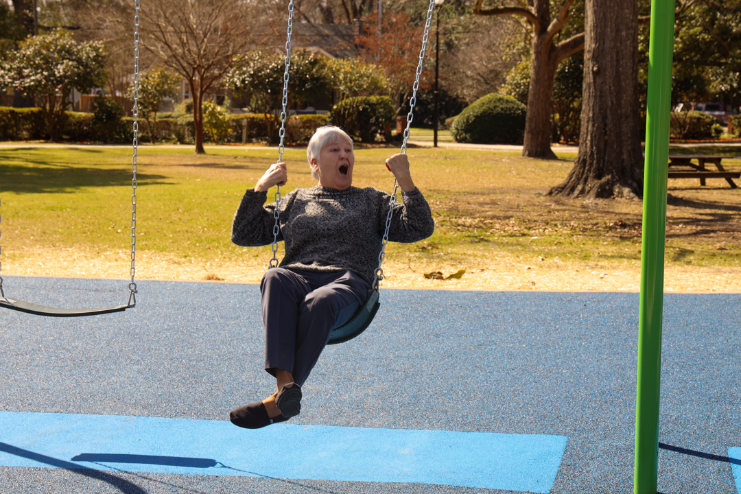 Swing area at Memorial Park Playground in Sumter