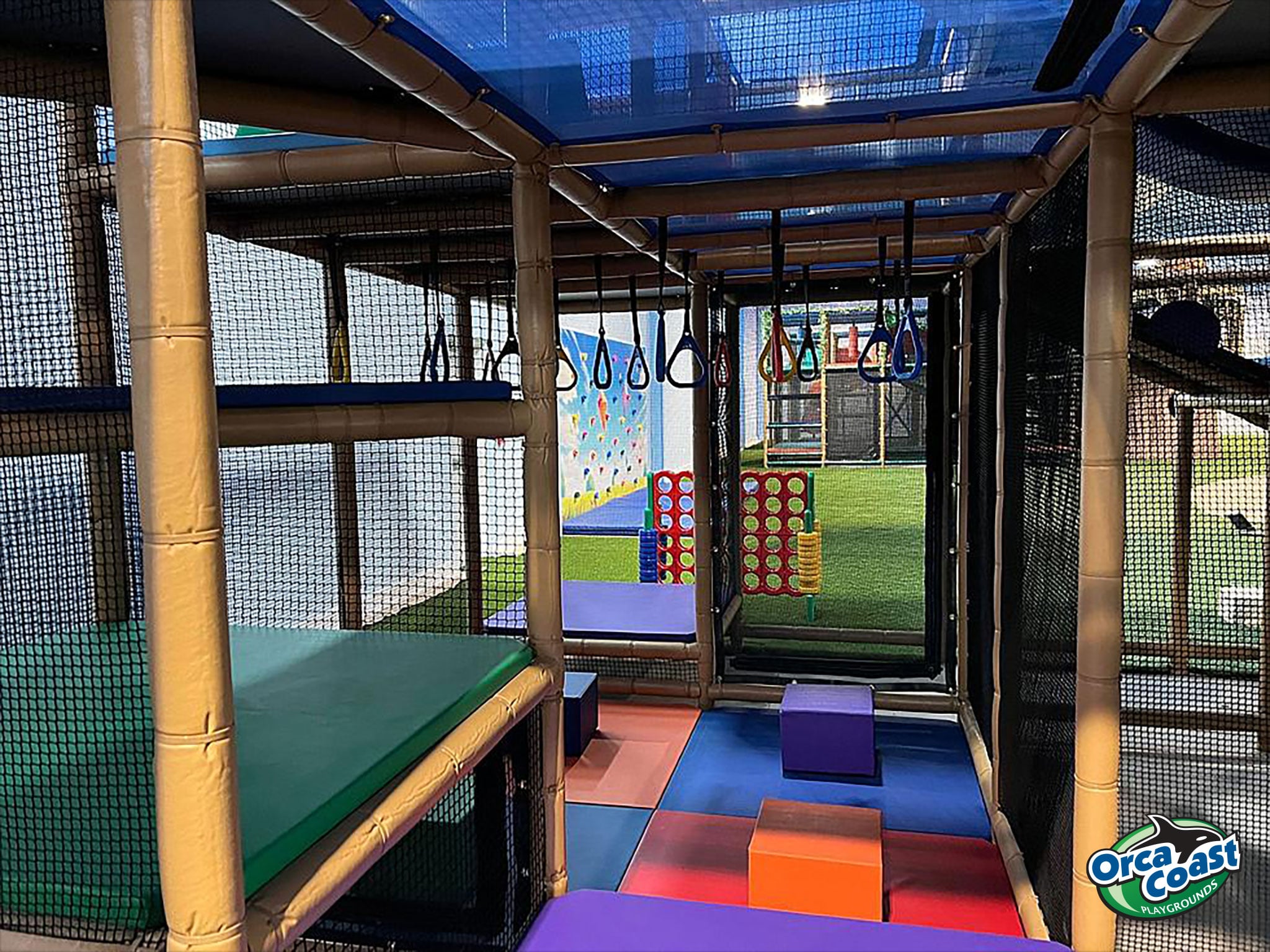 Colorful indoor play feature at Milestones Park