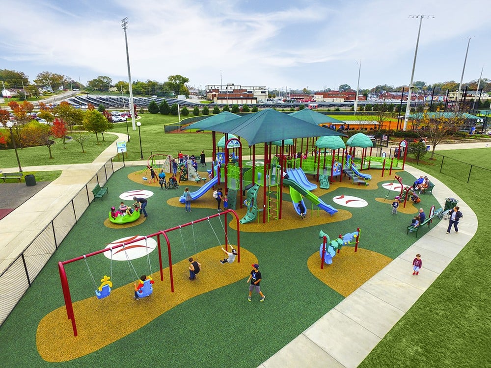 Wide playground view at Warner Park