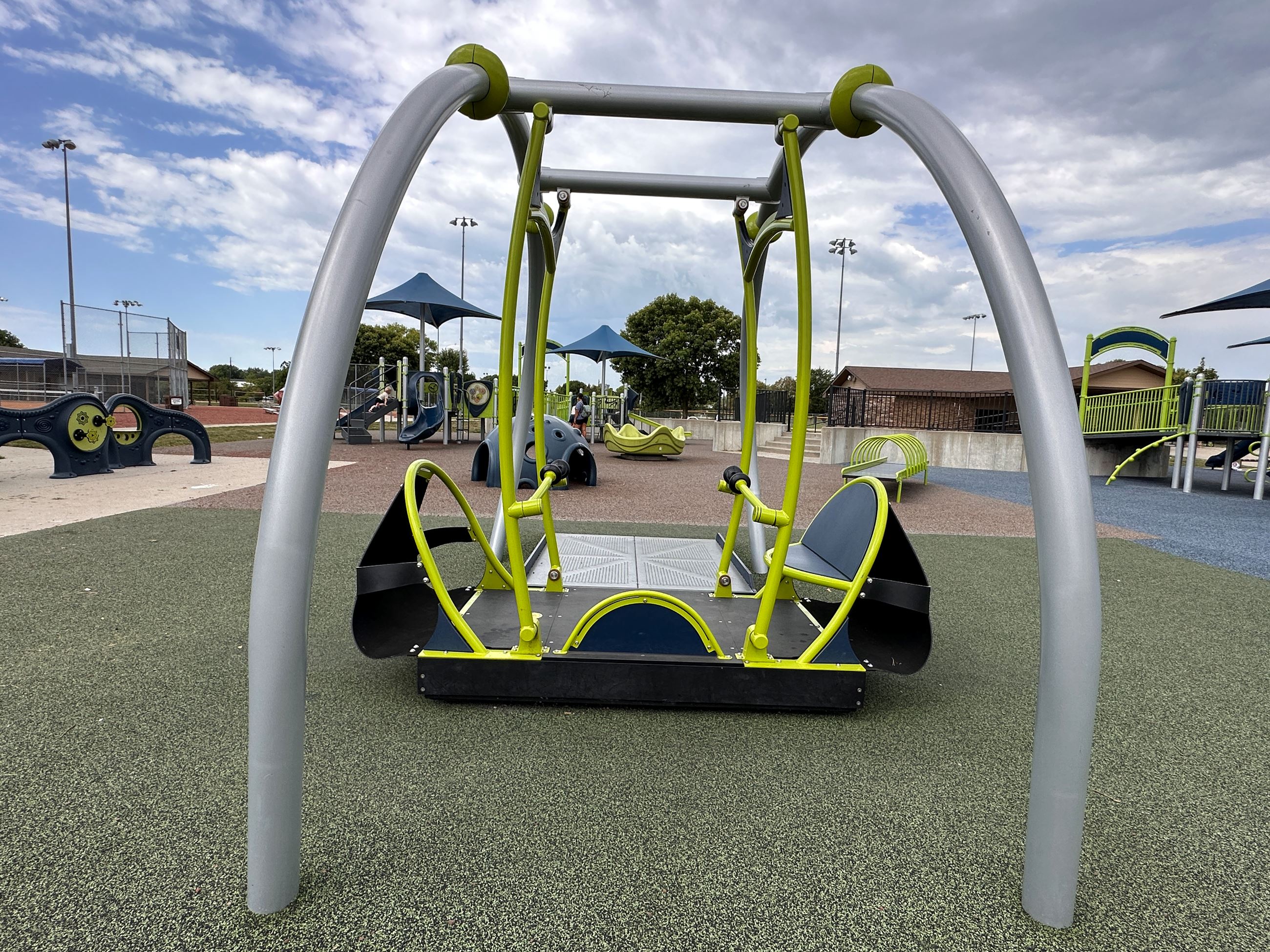 Accessible swing at Miracle Park in Ankeny