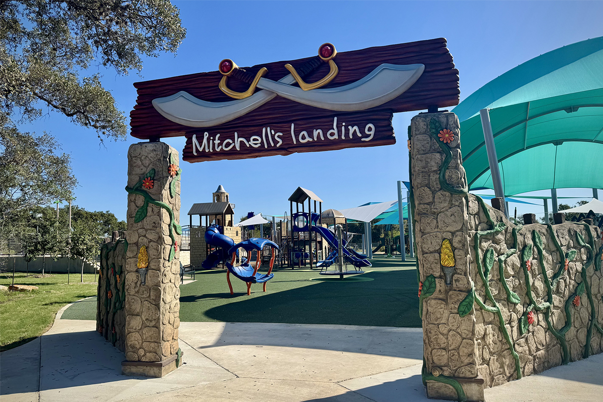 Mitchell's Landing playground entrance sign