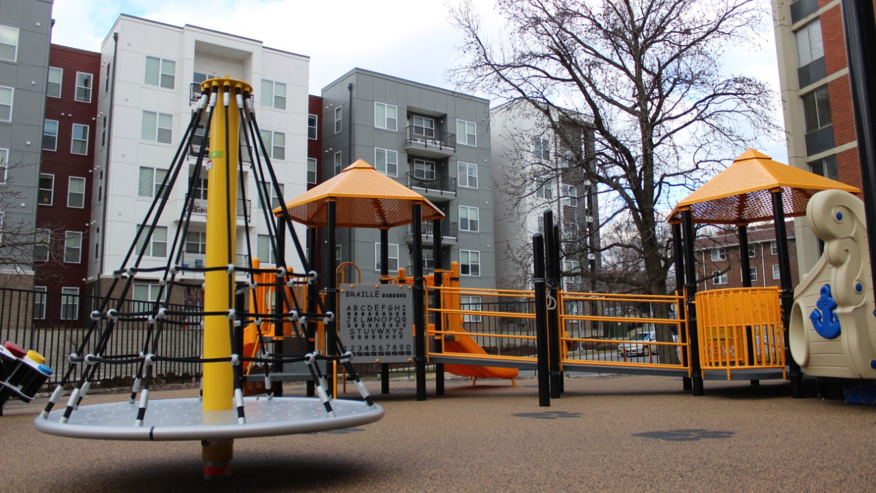 Inclusive playground courtyard at Mizzou School of Health Professions