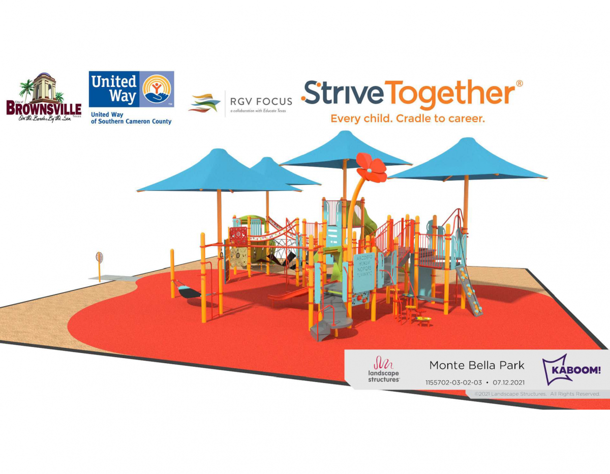 Rendering of the main Monte Bella Park inclusive playground layout