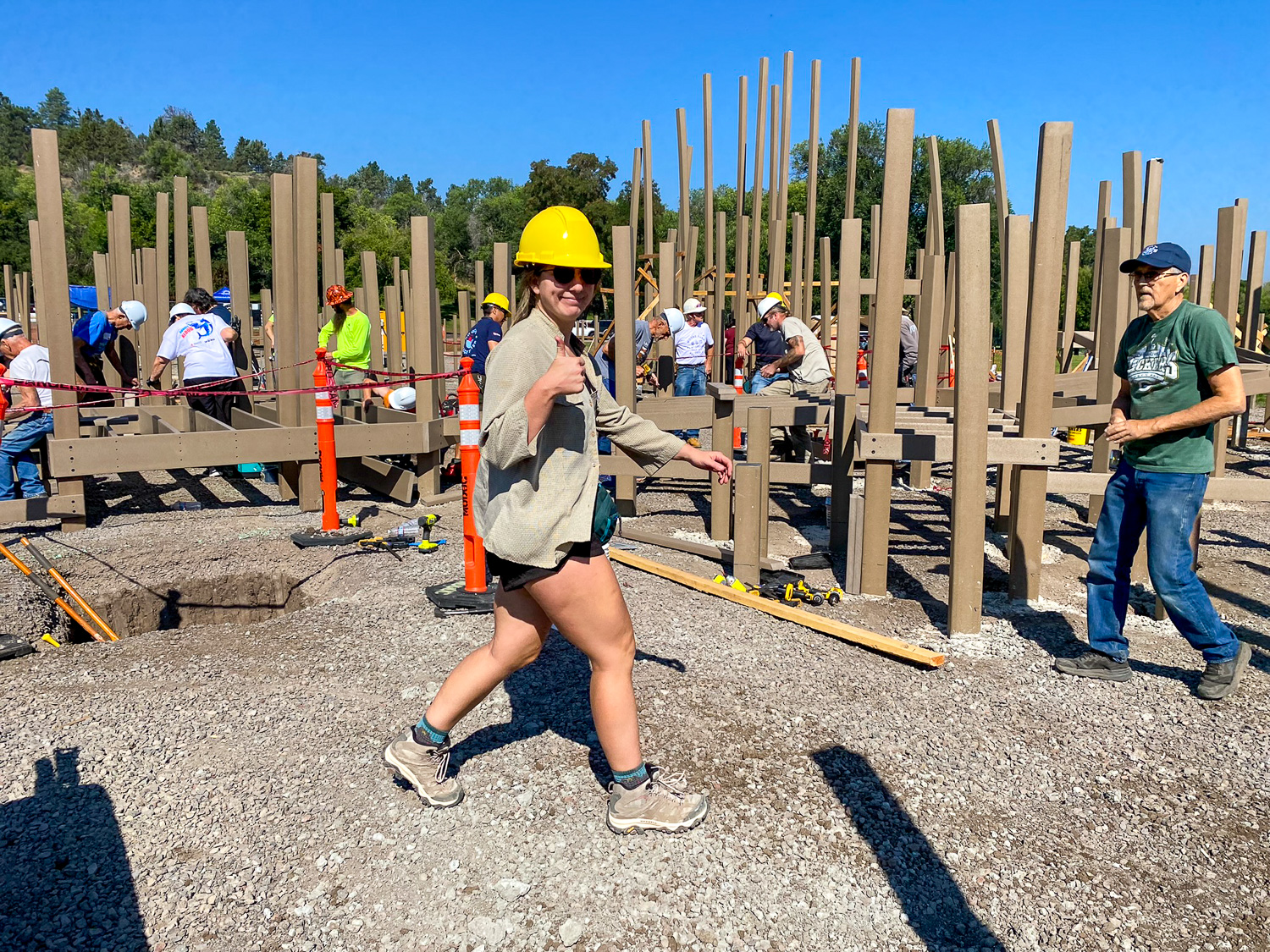 Volunteers assembling play elements at Moore Park Playground
