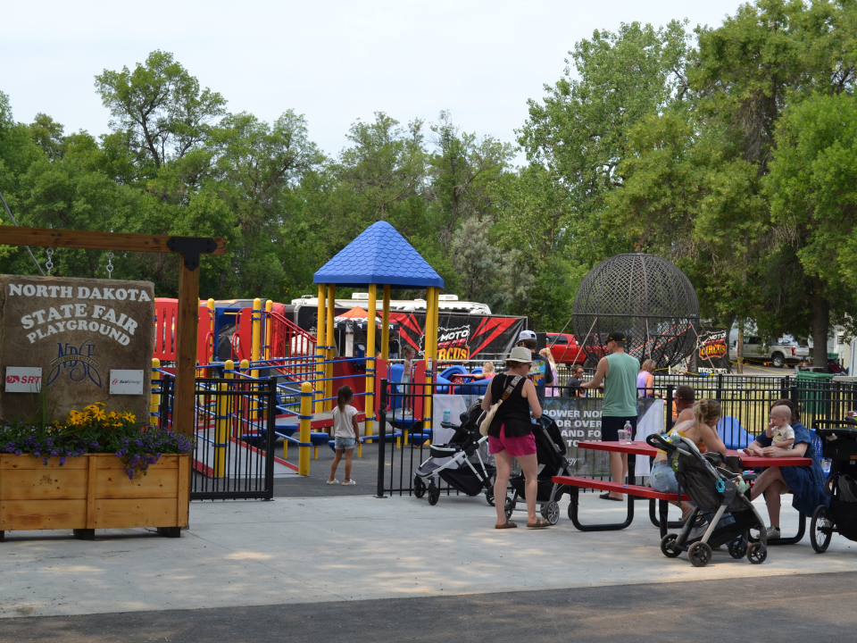 Overview of the ND State Fairgrounds accessible playground