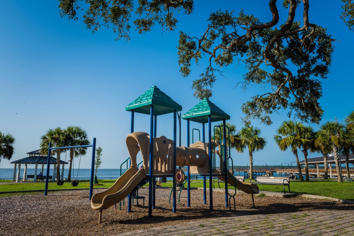 Neptune Park playground near the pier on Saint Simons Island