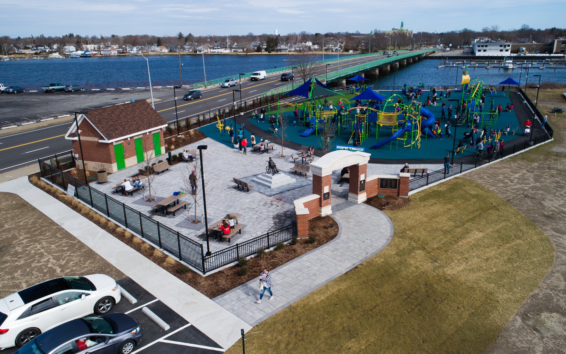 Aerial view of Noah's Place Playground at Pope's Island