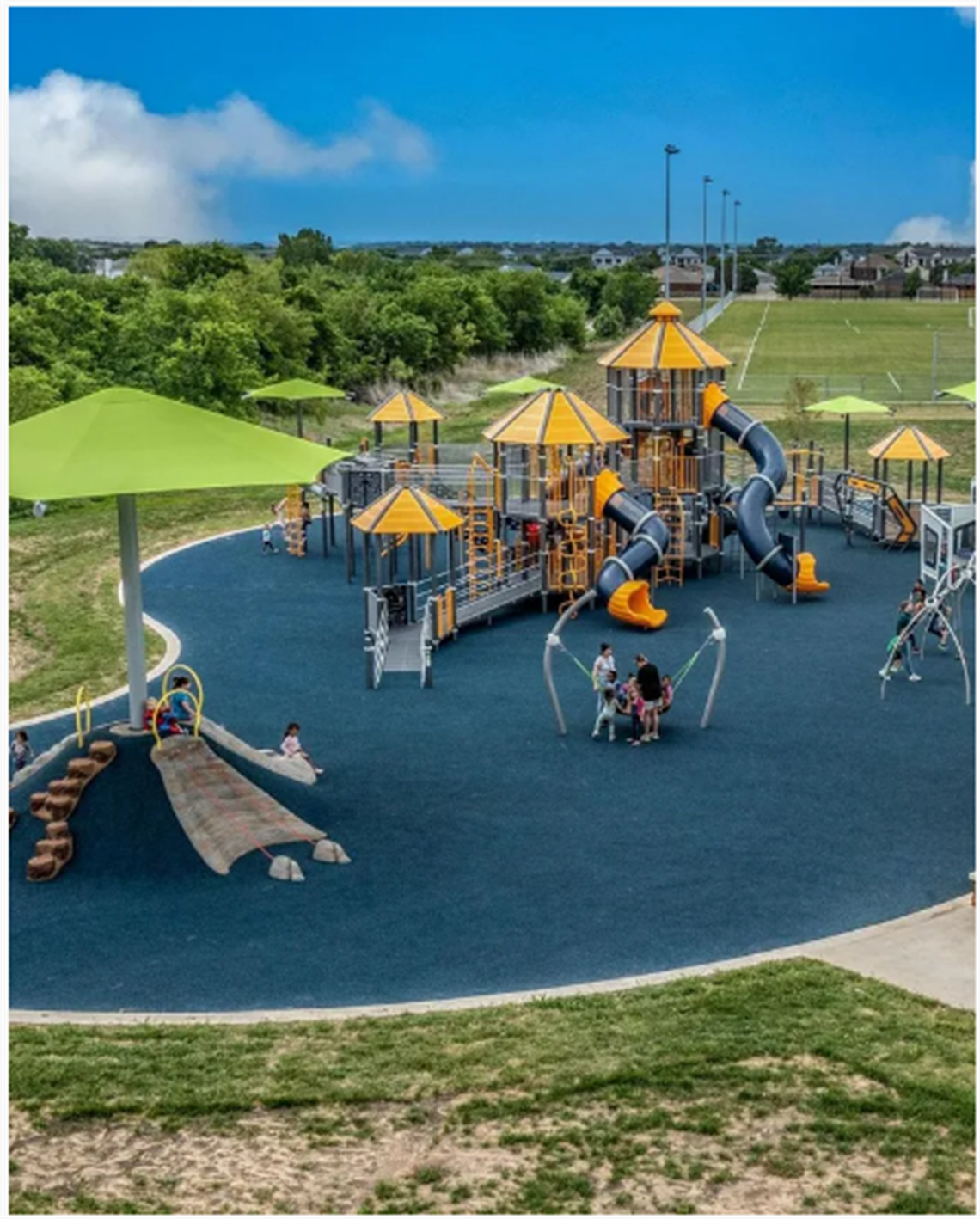 Playground structure at North Park in Fort Worth