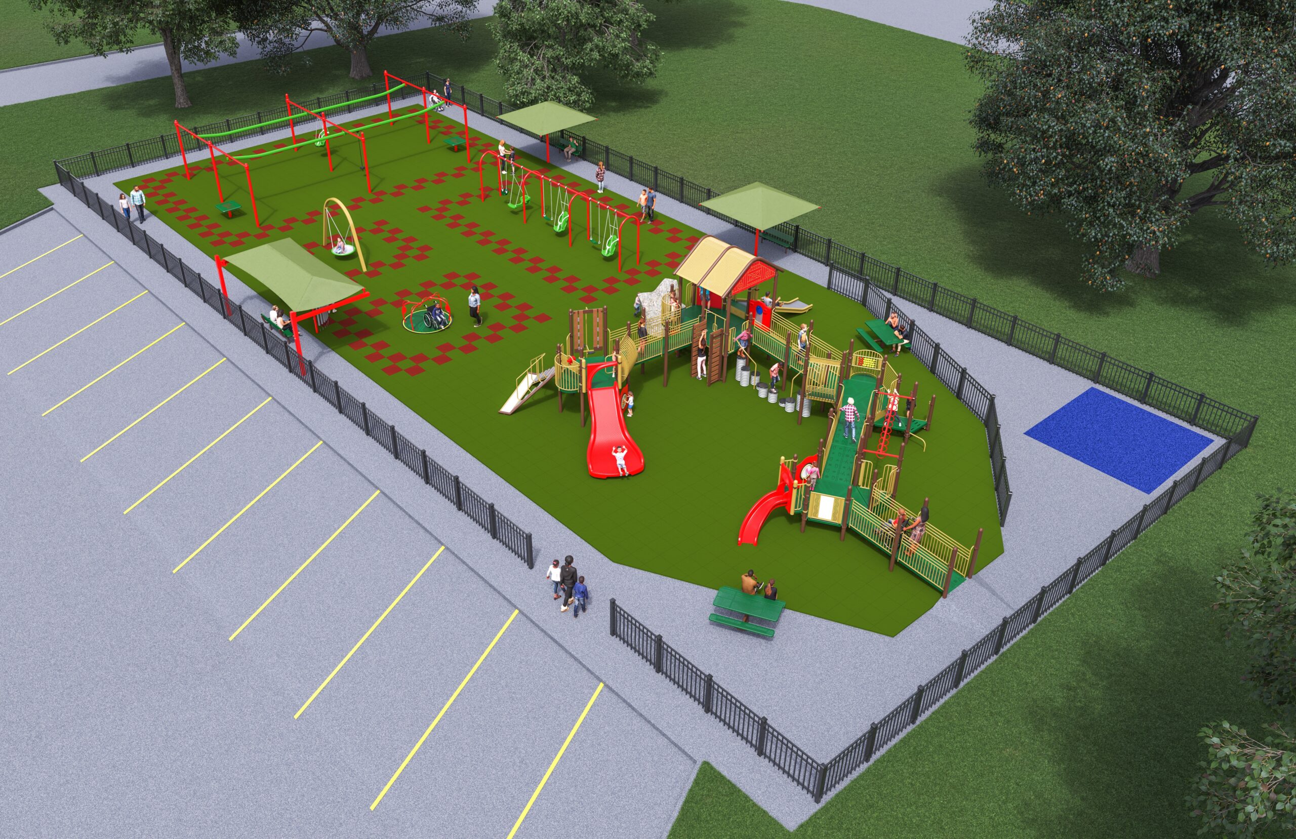 Play structure rendering for the Osage County inclusive playground