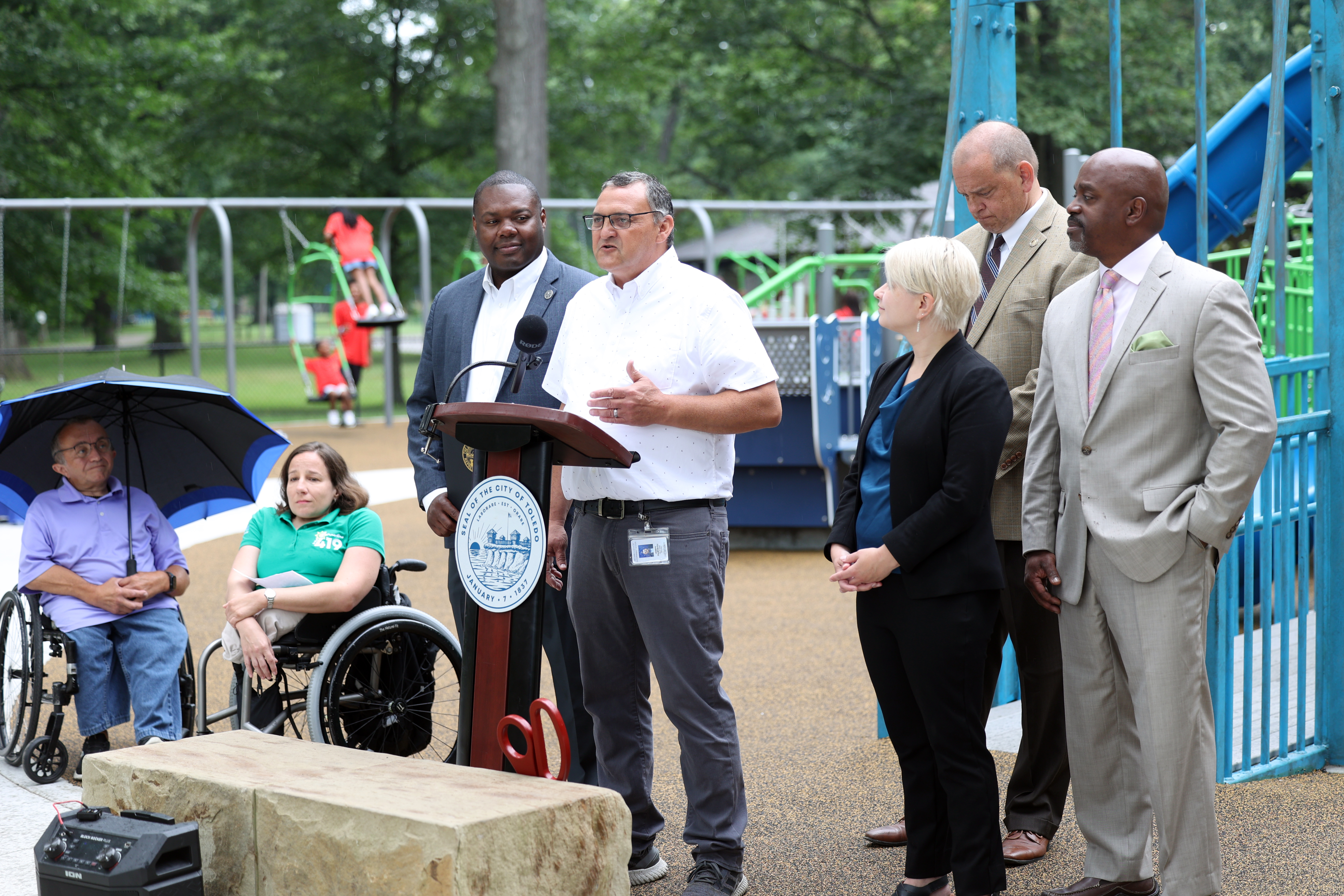 Play features at Ottawa Park inclusive playground