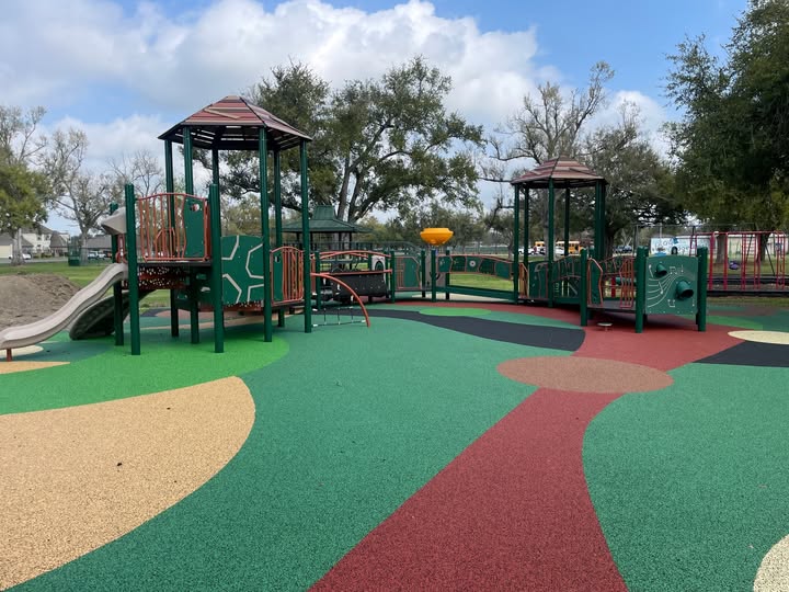 Play structure in the ADA-compliant playground area at Peltier Park