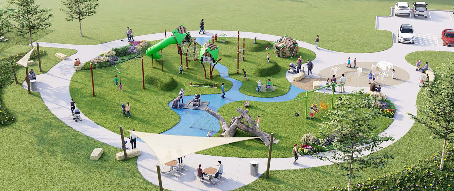 Accessible play surfacing at Puddle Jumper Park