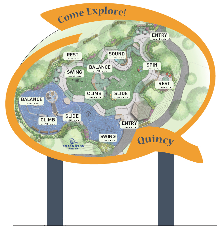 Interpretive sign tied to Quincy Park universal design playground project