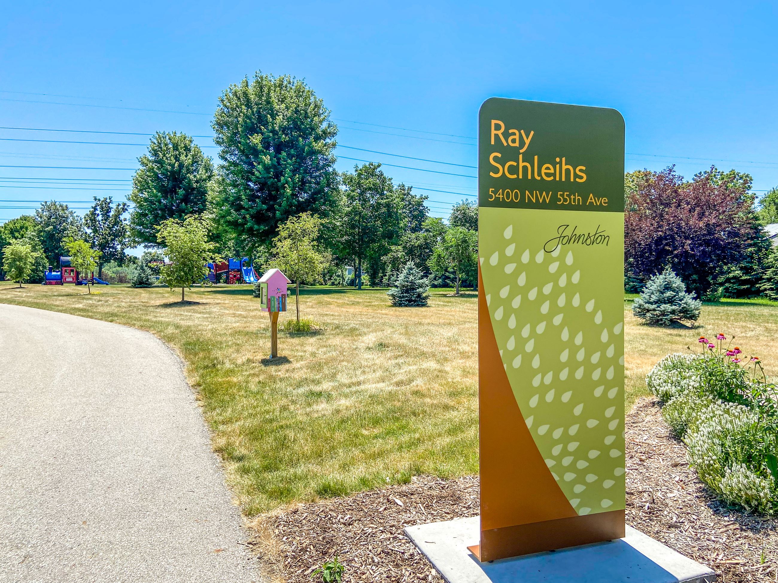 Ray Schleihs Park sign in Johnston