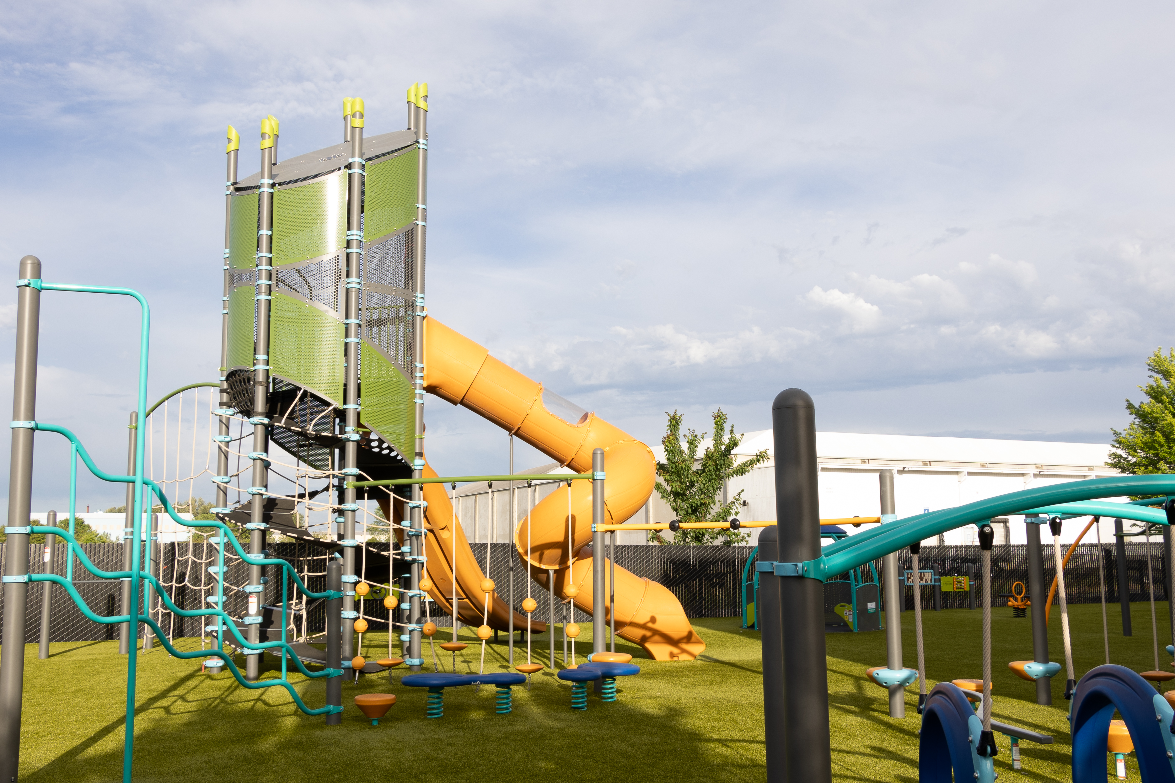 Playground structure at the YMCA inclusive playground in Albany
