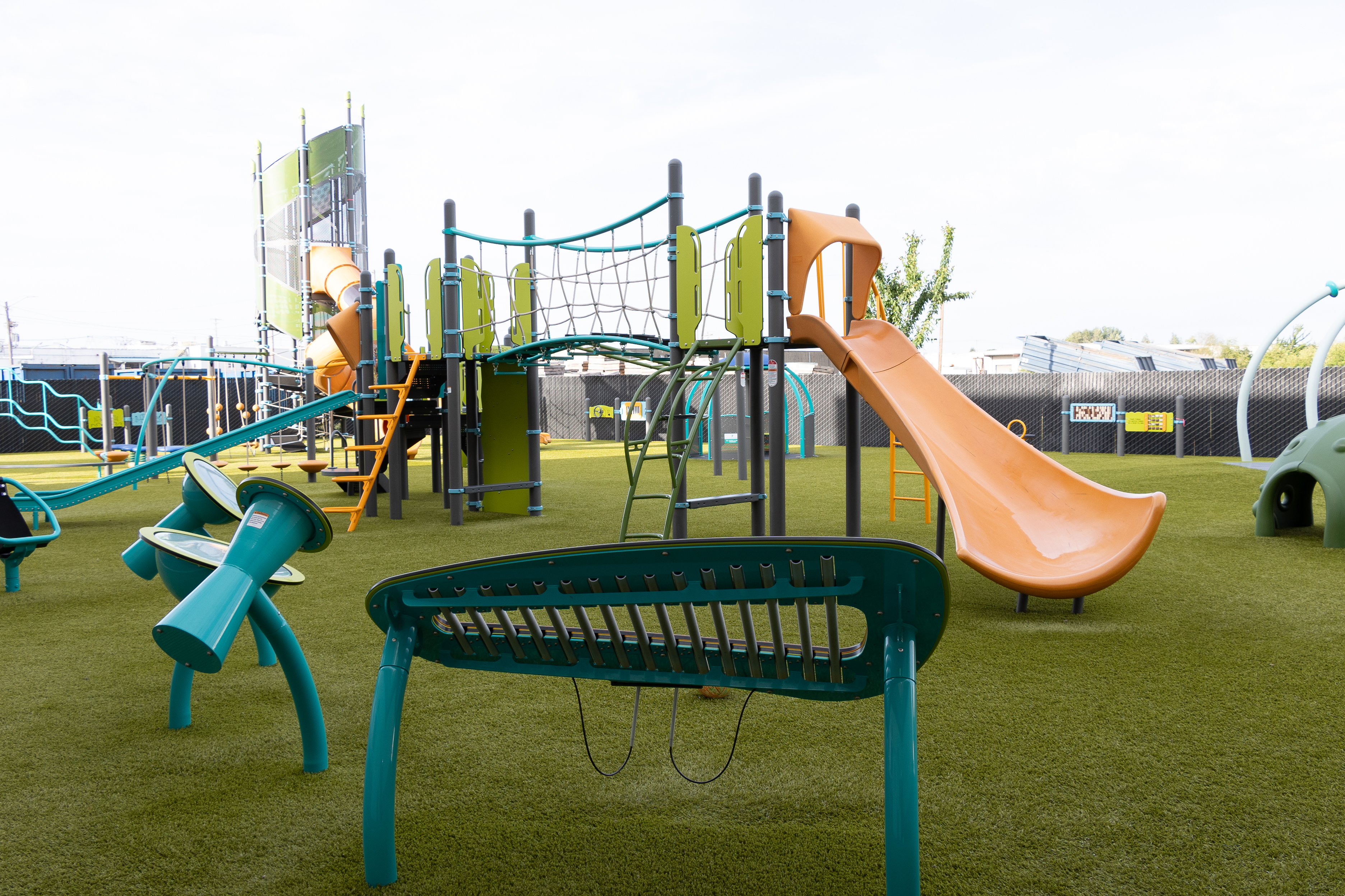 Inclusive play equipment at the Mid-Willamette Family YMCA