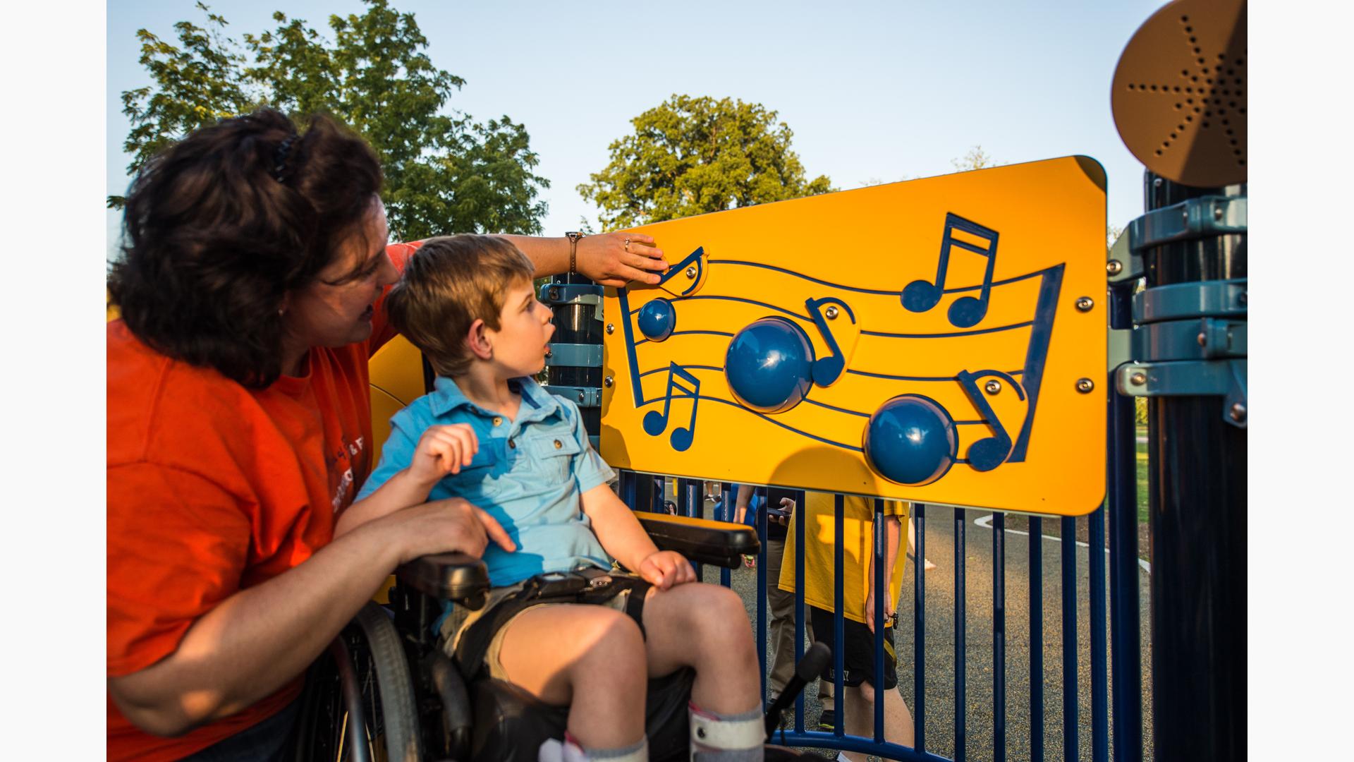 Inclusive playground equipment at Riverside Park