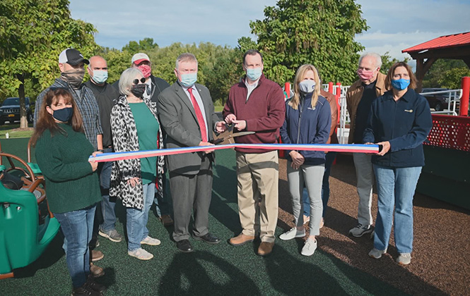 Ribbon cutting at the inclusive playground in Rothfuss Park in Penfield