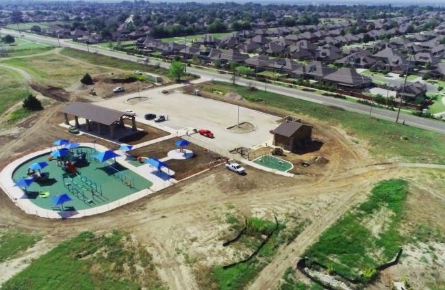 Aerial view of Ruby Grant Playground and pavilion in Norman