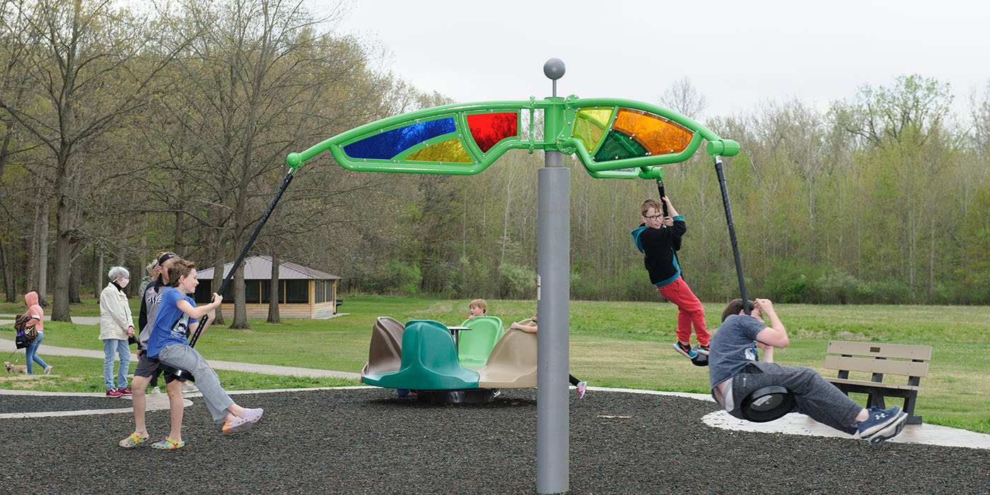 Play structure with accessible surfacing at Secor Barrier Free Playground