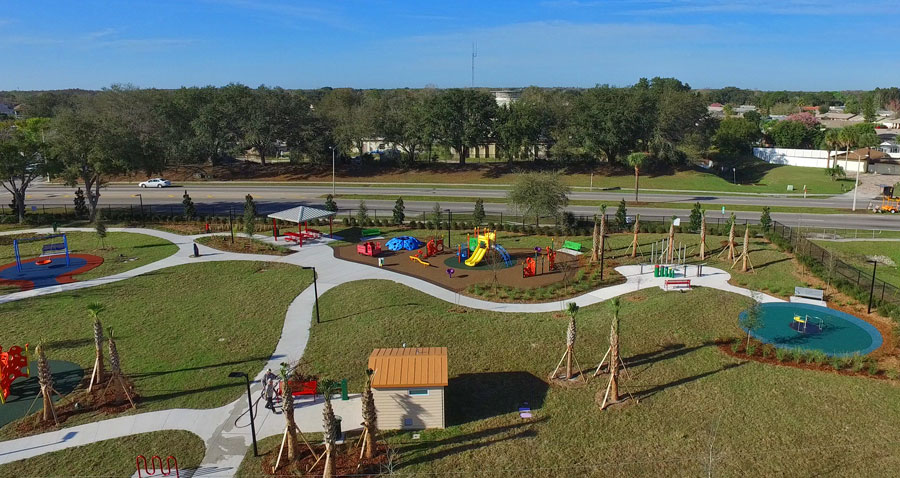 Play structures and open spacing at SENSES Park