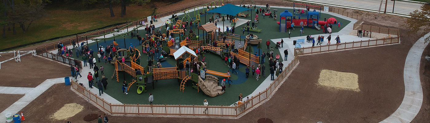 Wide view of Shaw Family Playground in Sheboygan