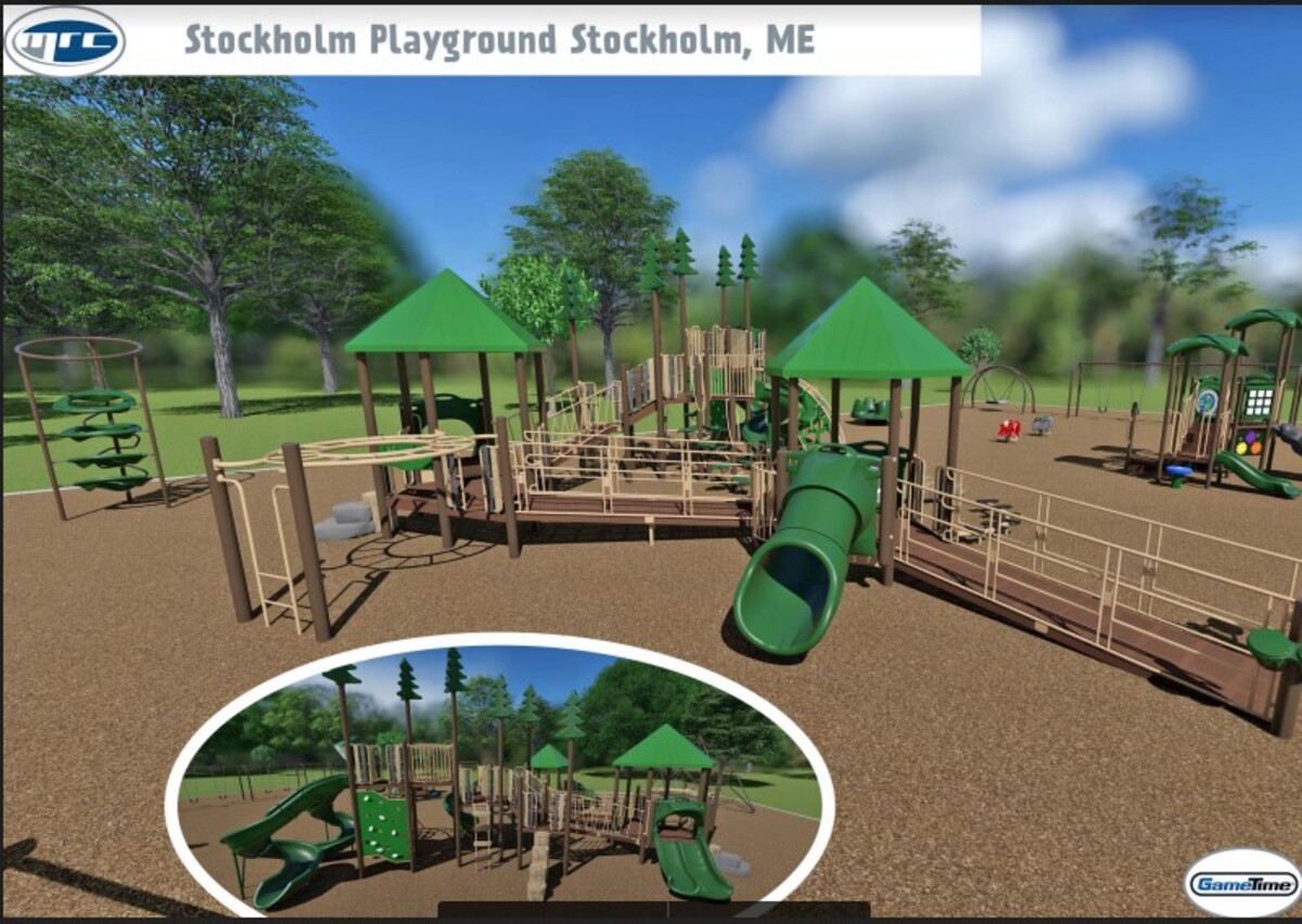 Rendering of future inclusive playground in Stockholm, Maine