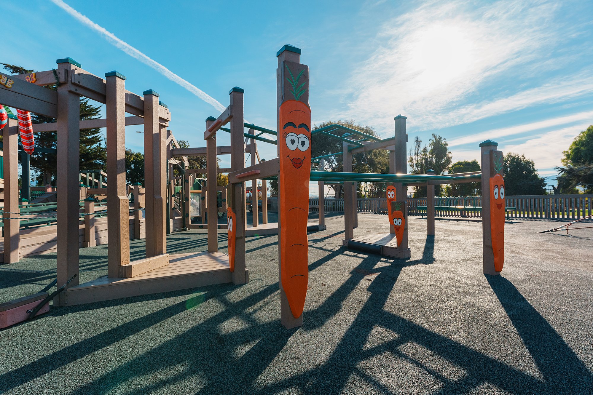Inclusive playground structures at Tatum's Garden