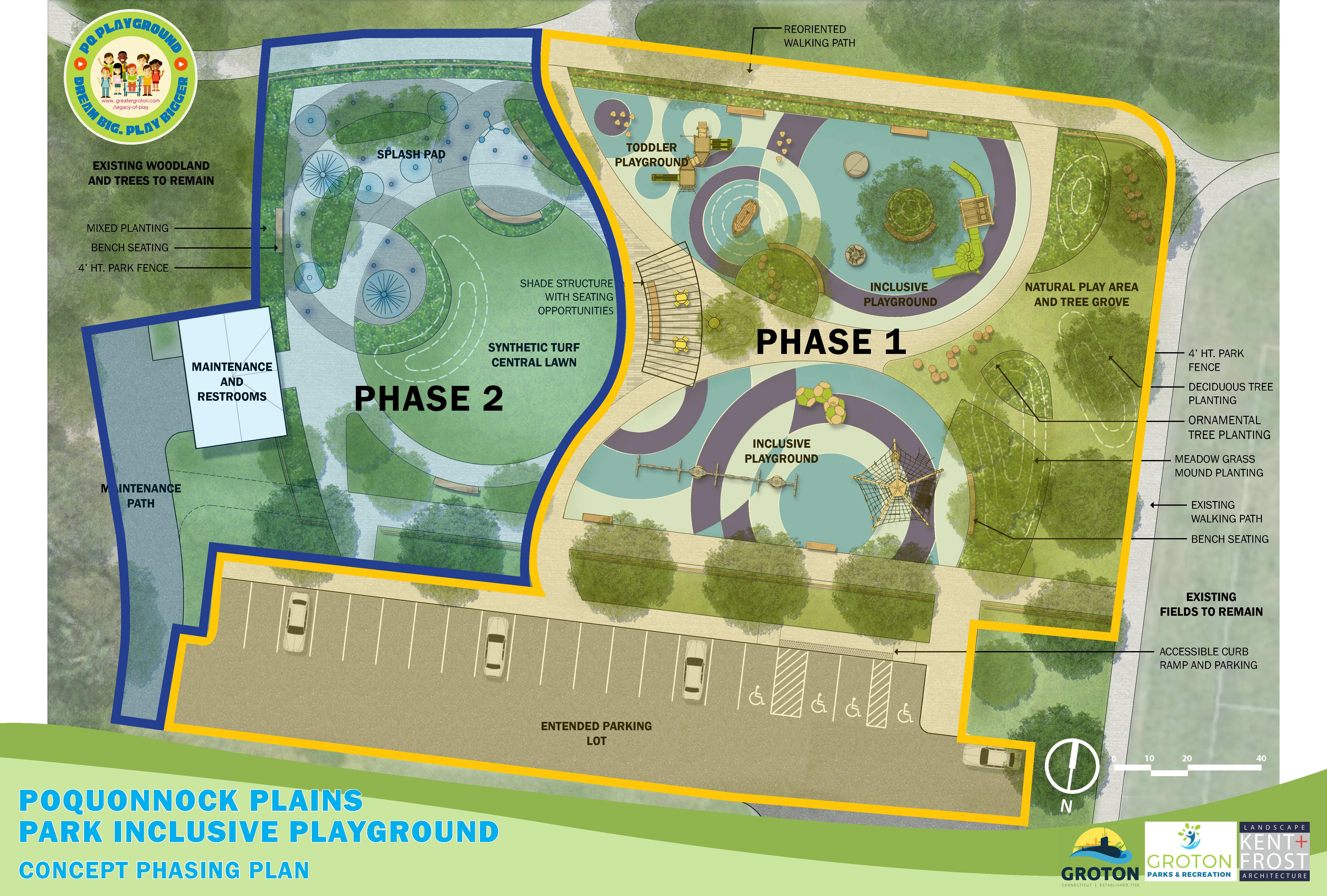 Phasing plan rendering for the new playground at Poquonnock Plains Park