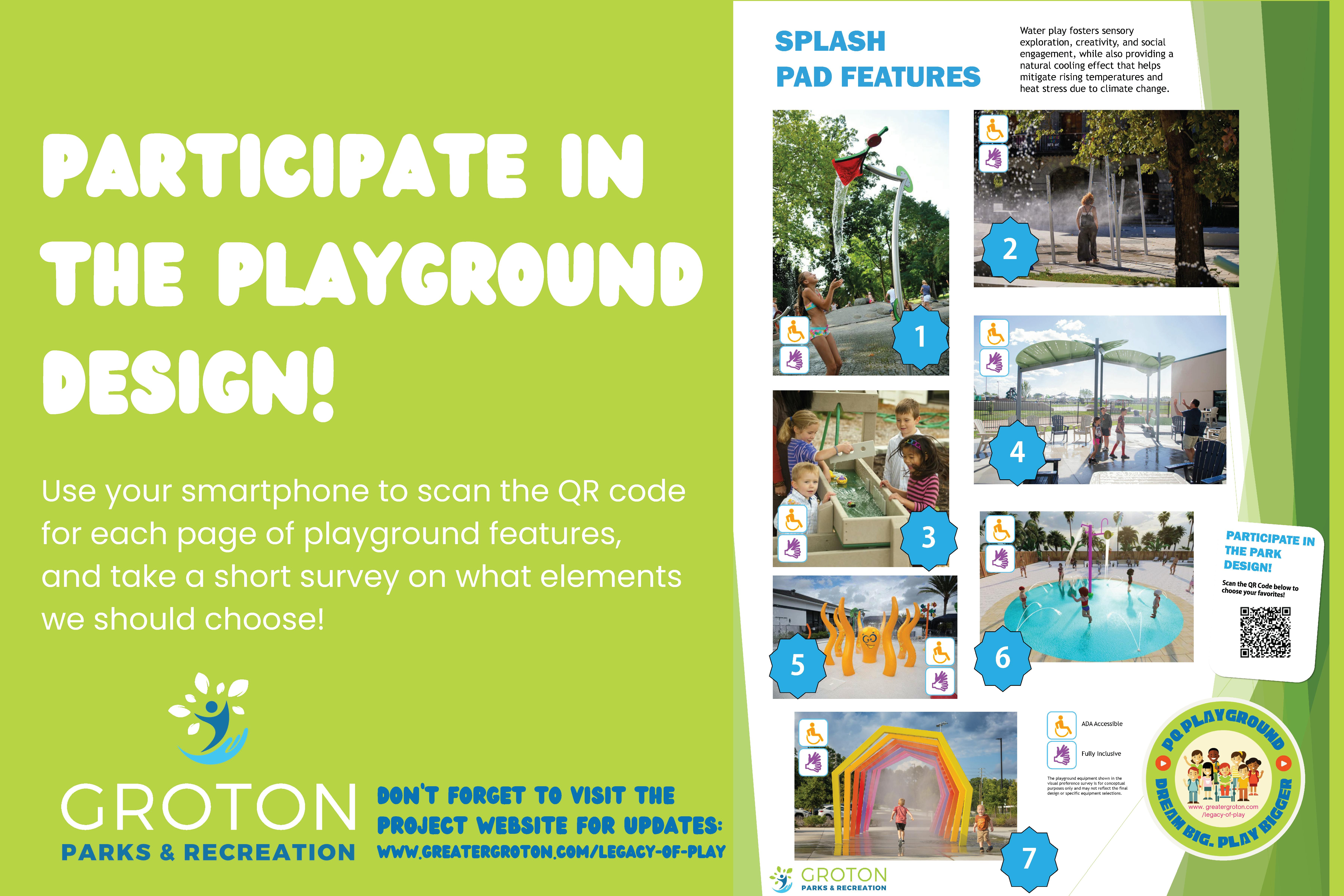 Presentation board showing proposed inclusive playground components