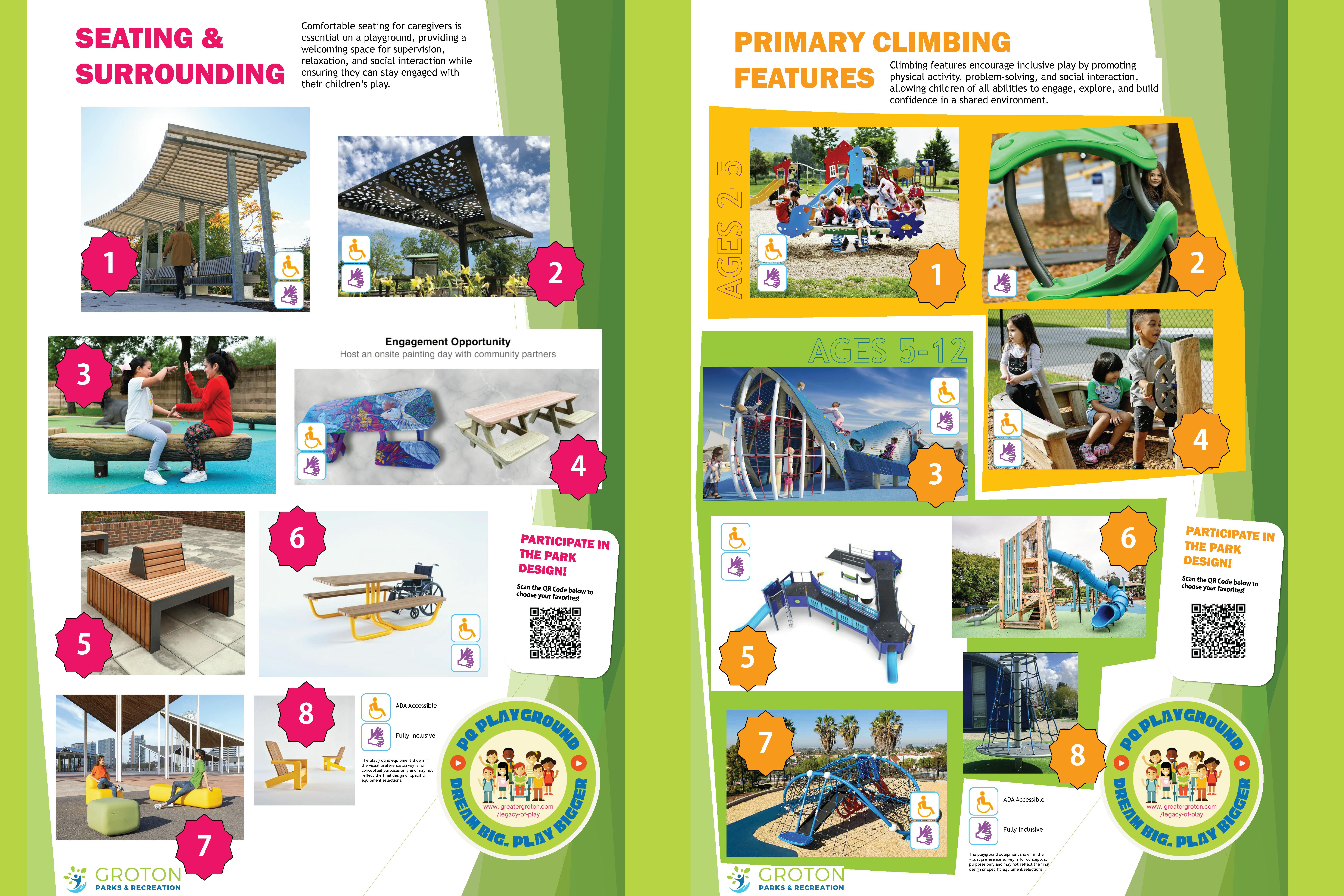 Additional concept board for inclusive playground components at Poquonnock Plains Park