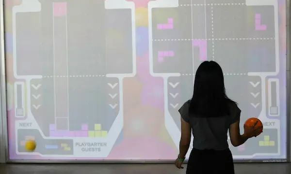 Interactive sports wall at The PlayGarten