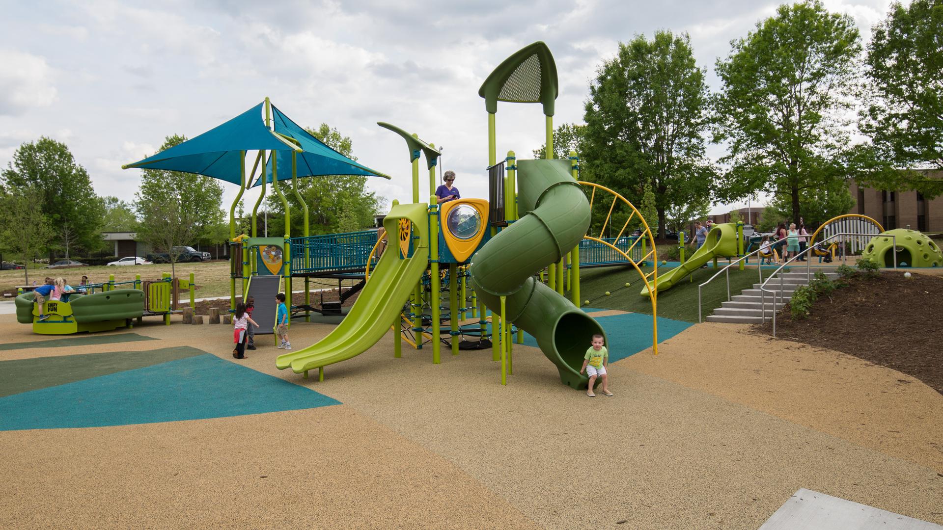 Wide view of Town Common Inclusive Playground in Greenville
