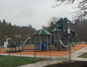 Tall play tower at Tumwater Historical Park Playground