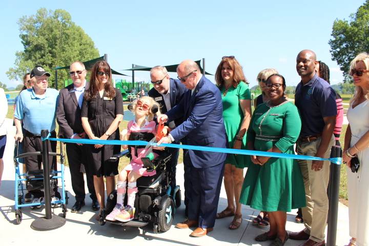 Two Rivers Park Inclusive Playground during ribbon cutting