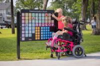 Symbol communication board at Waltham's universal playground