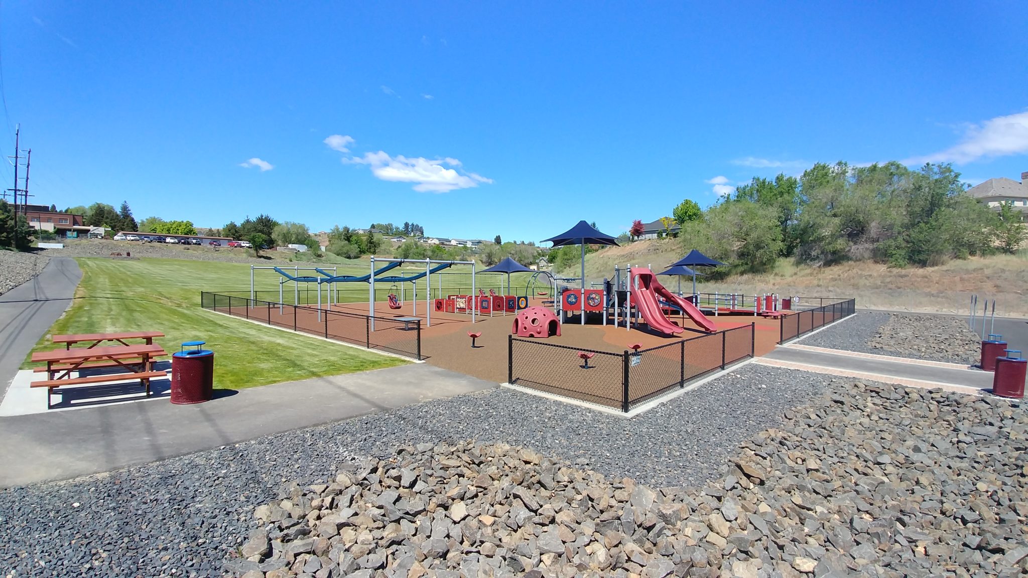 Wide view of Volunteer Park inclusive playground