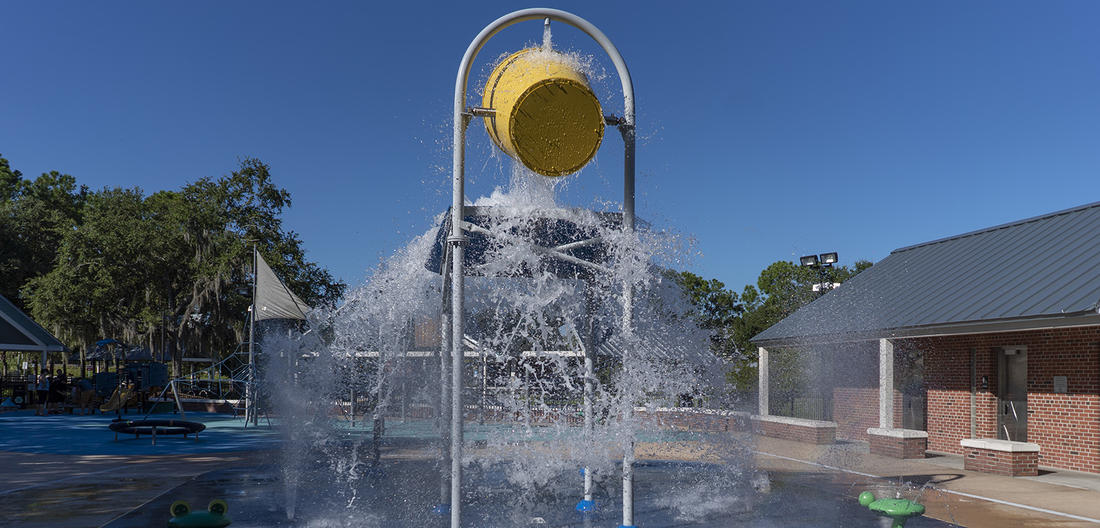 Splash pad at Water Works Park