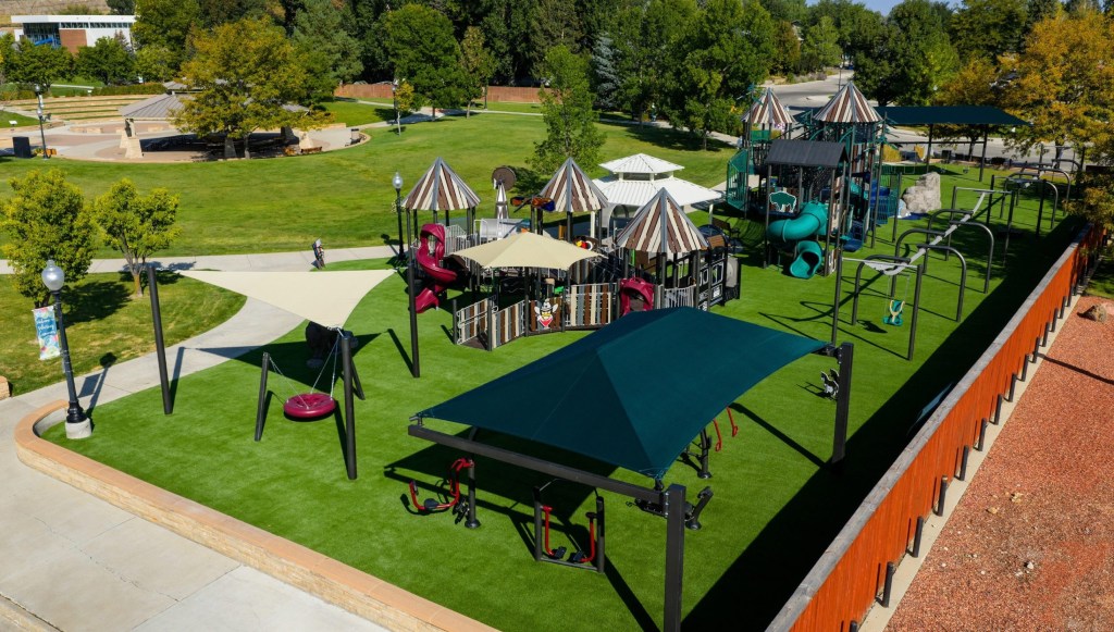 Play structures and surfacing at Whitney Commons playground