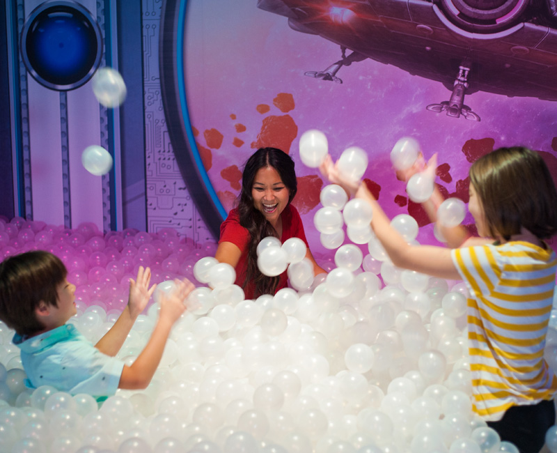 Children's ball-pit-style feature inside Adventure Seekers.
