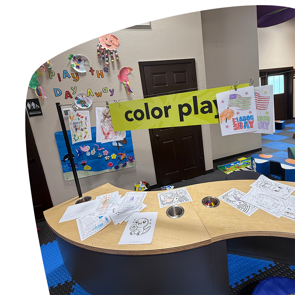 Craft and coloring station at Adventure Zone Mineola.