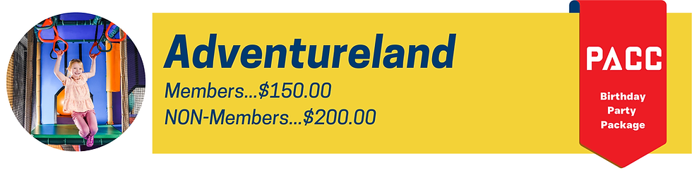 Adventureland birthday party graphic from the PACC