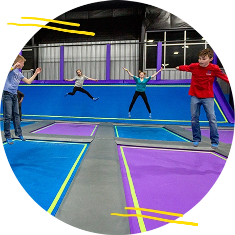 Trampoline attraction zone at Air City 360 Adventure Park.