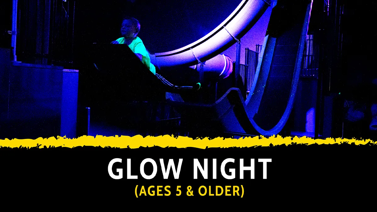 Glow Night lighting and active play at Airborne Adventure Park.