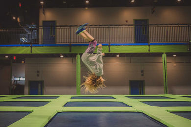 Trampoline court at AMP'D! Adventure Park.