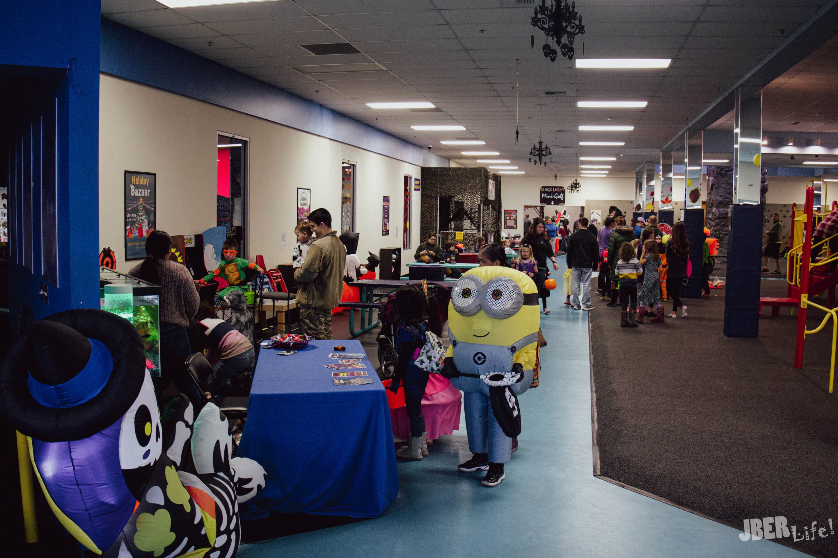 Wide interior view inside Arctic Oasis Community Center