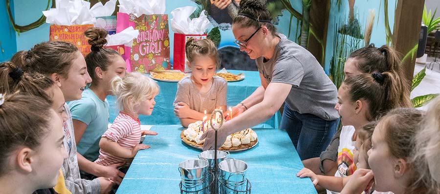 Birthday-party setup at Athletic Edge Adventure Park.